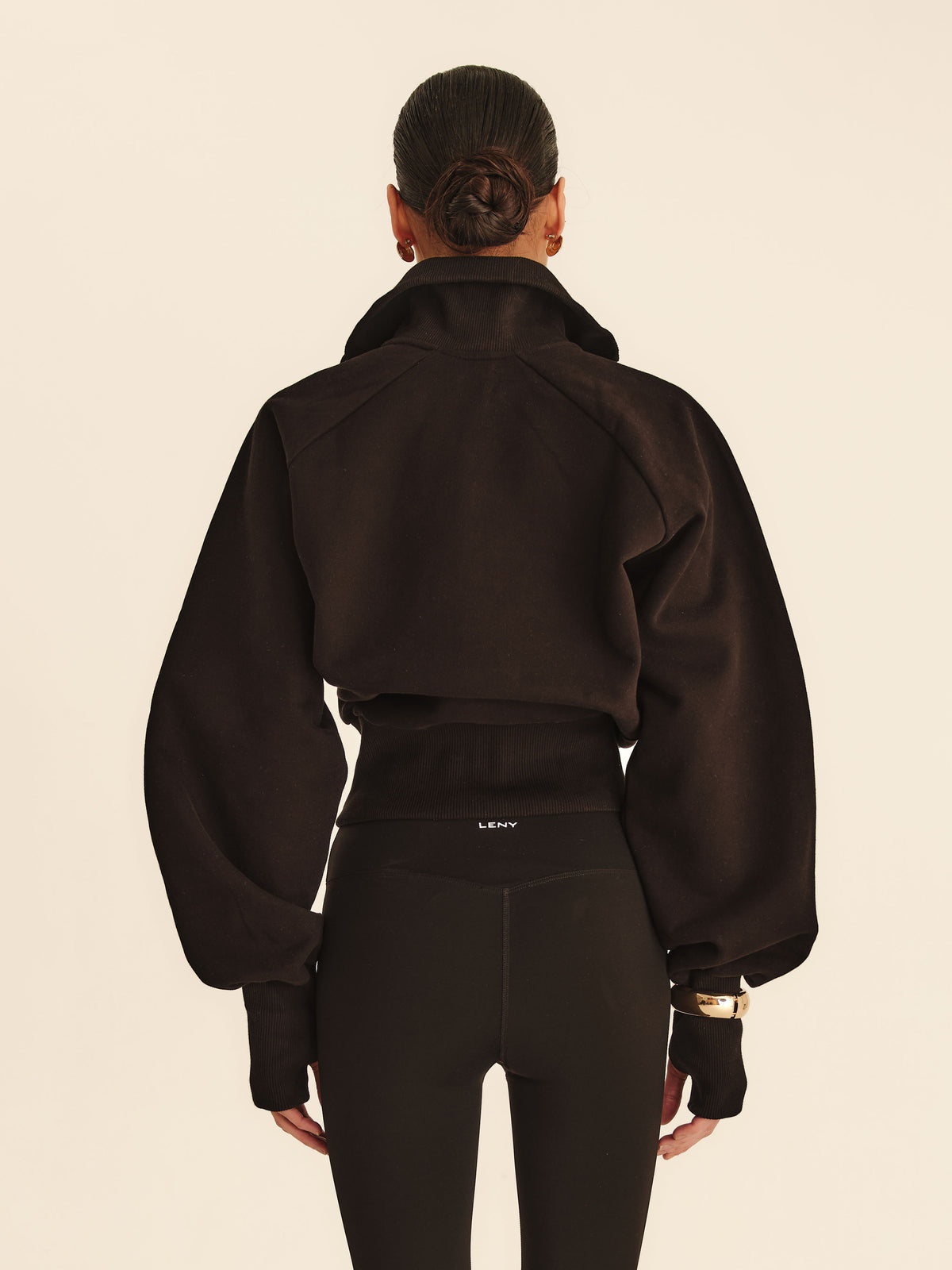 90s Cropped Quarter Zip Jet Black