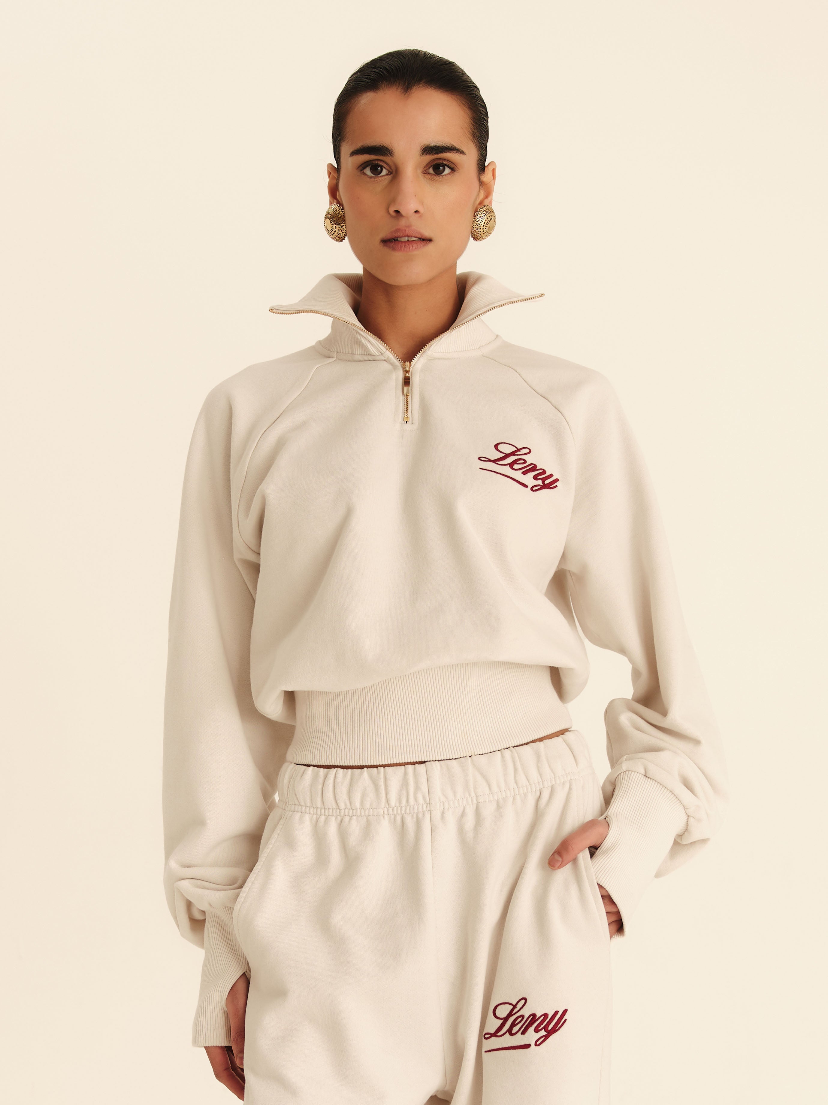 90’s Cropped Quarter-Zip Seasonal - Pearl