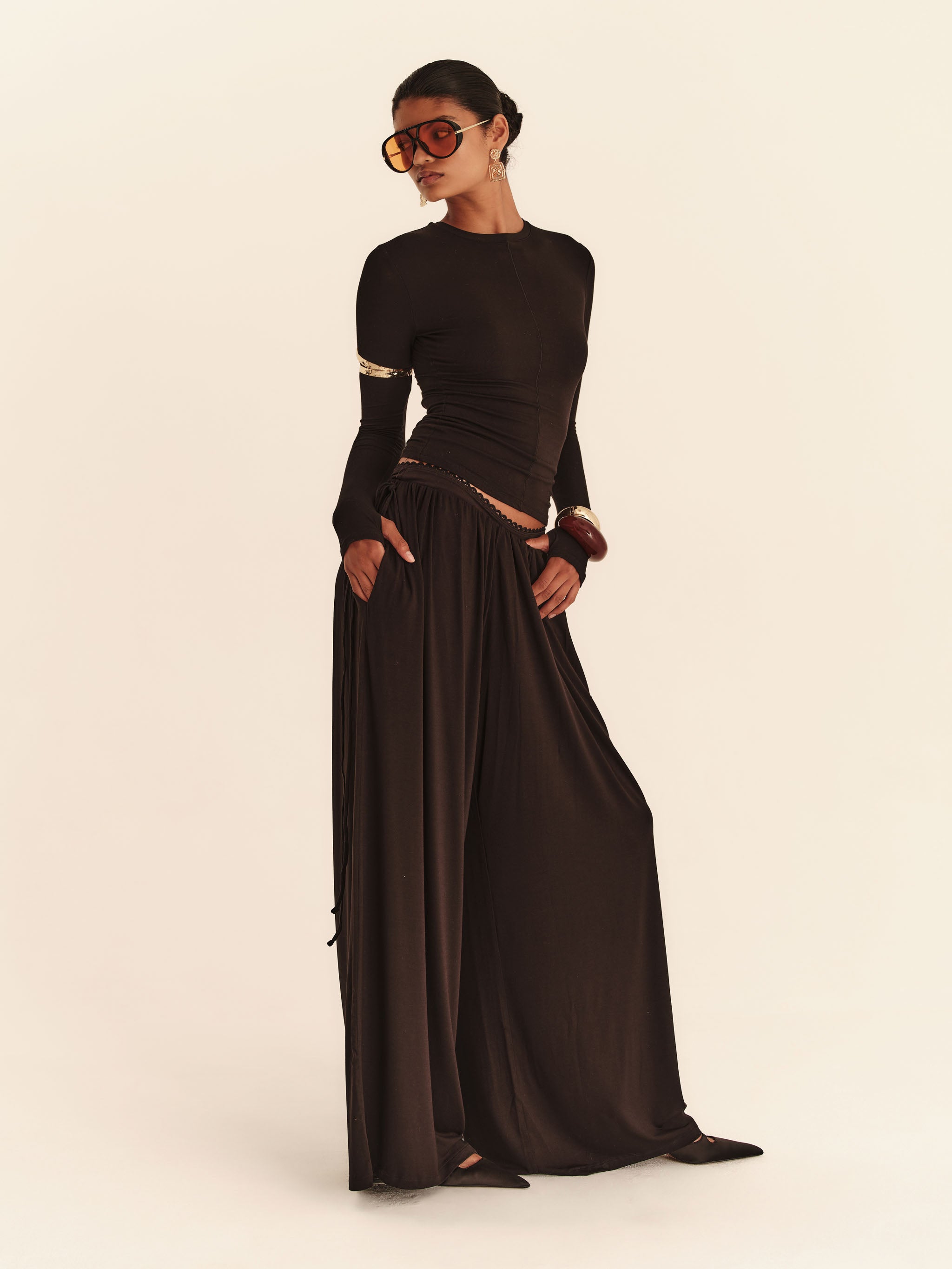 Babydoll Flare Pants - Jet