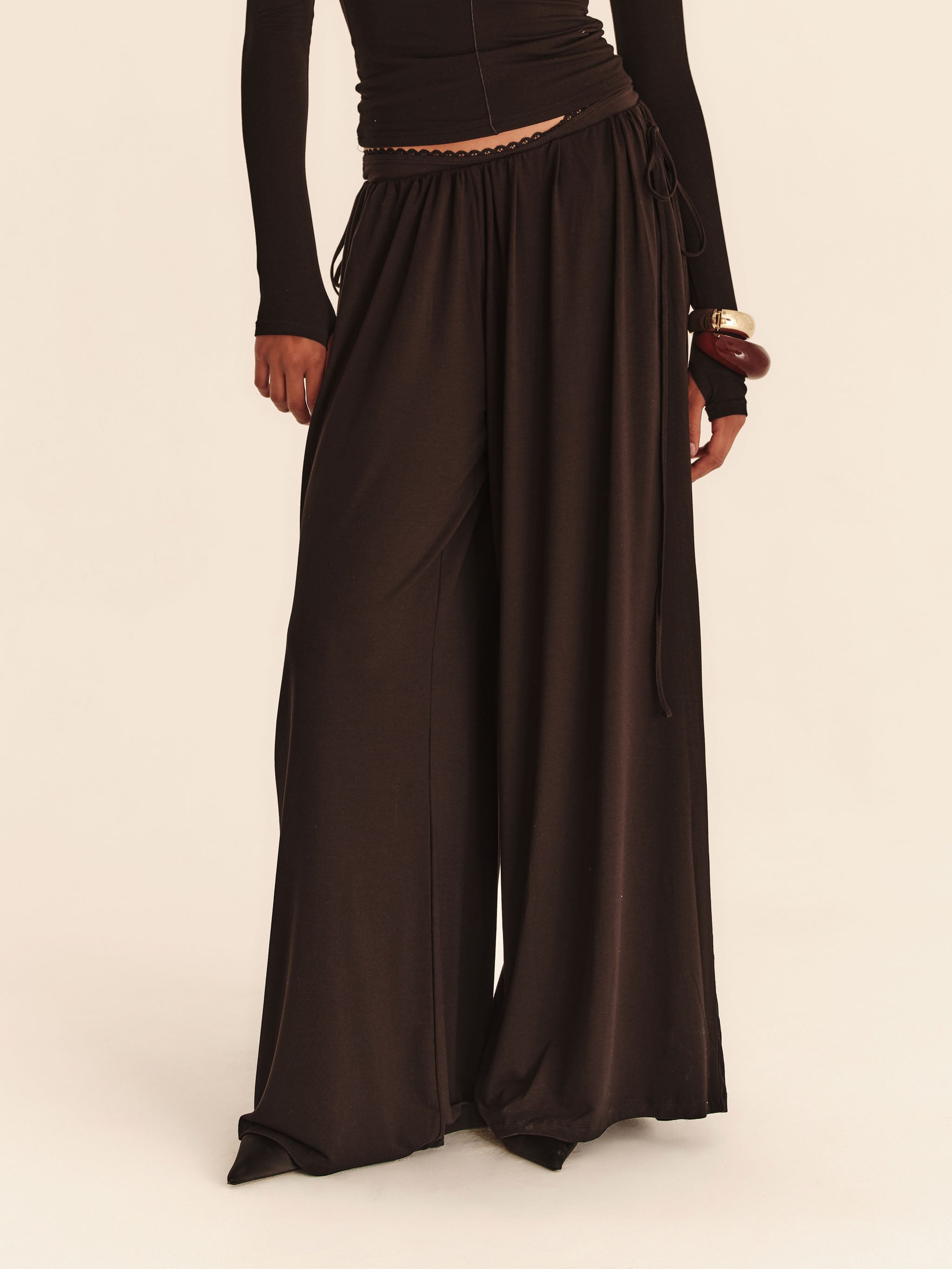 Babydoll Flare Pants - Jet
