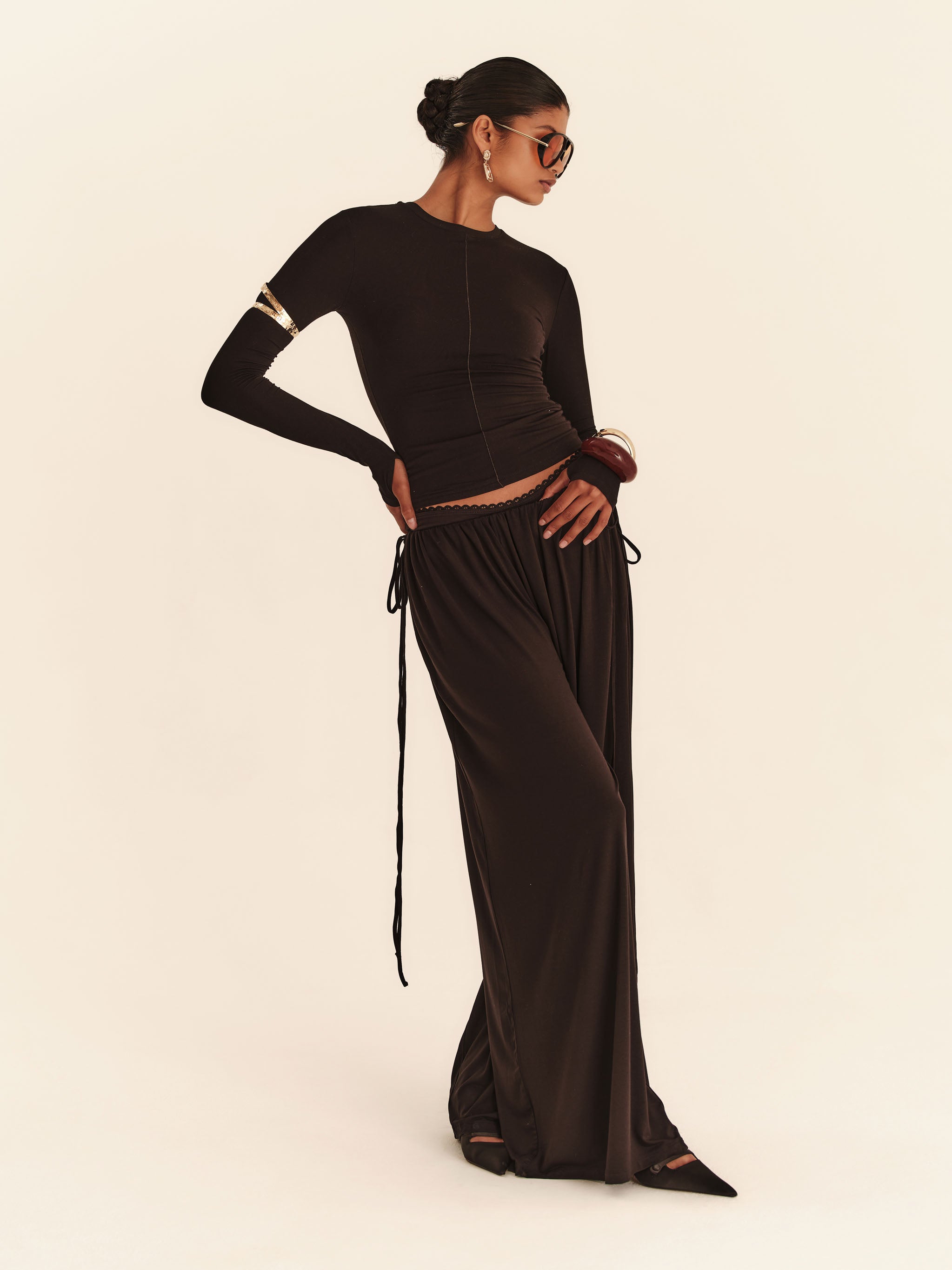 Babydoll Flare Pants - Jet
