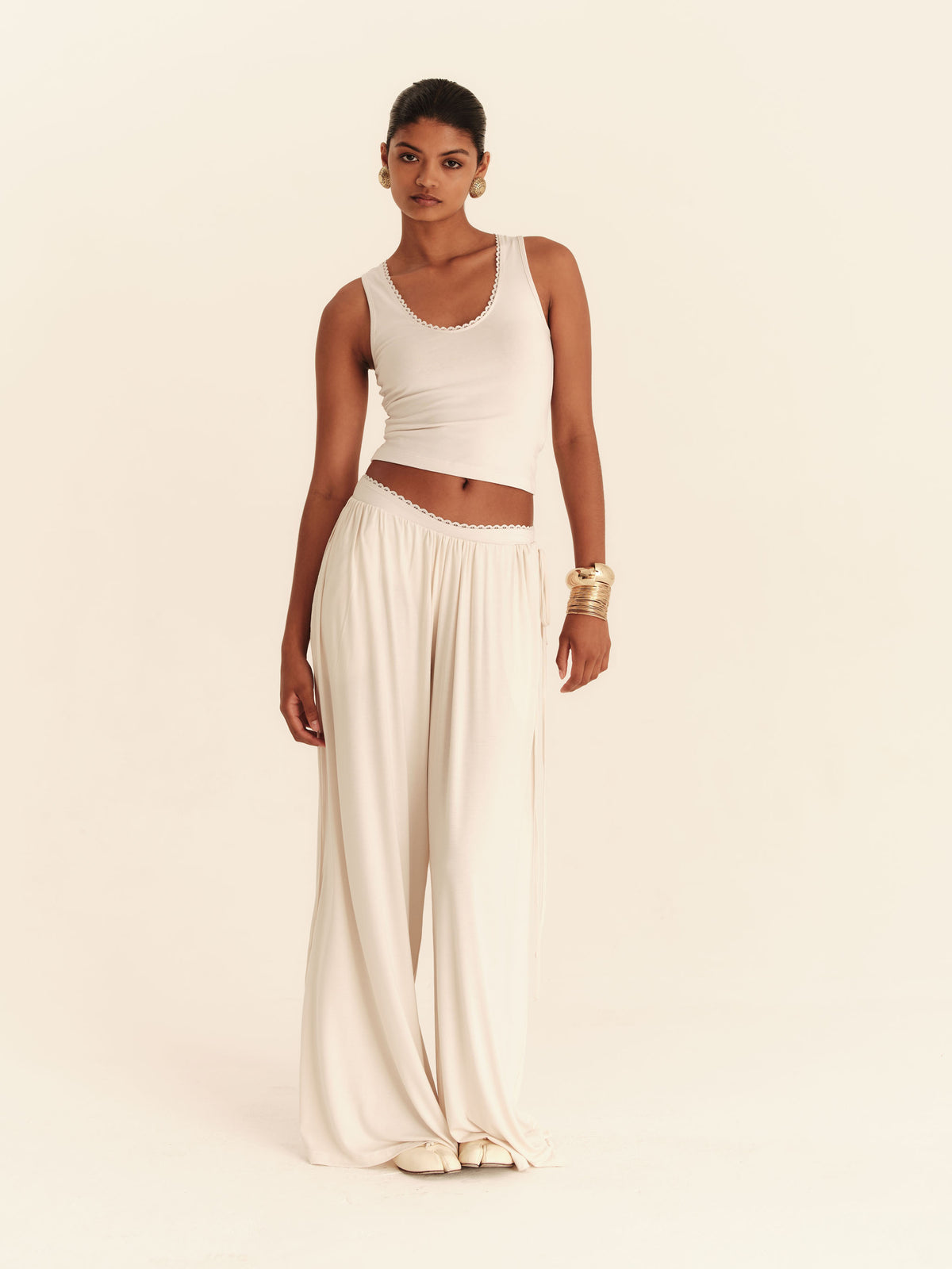 Babydoll Flare Pants Pearl