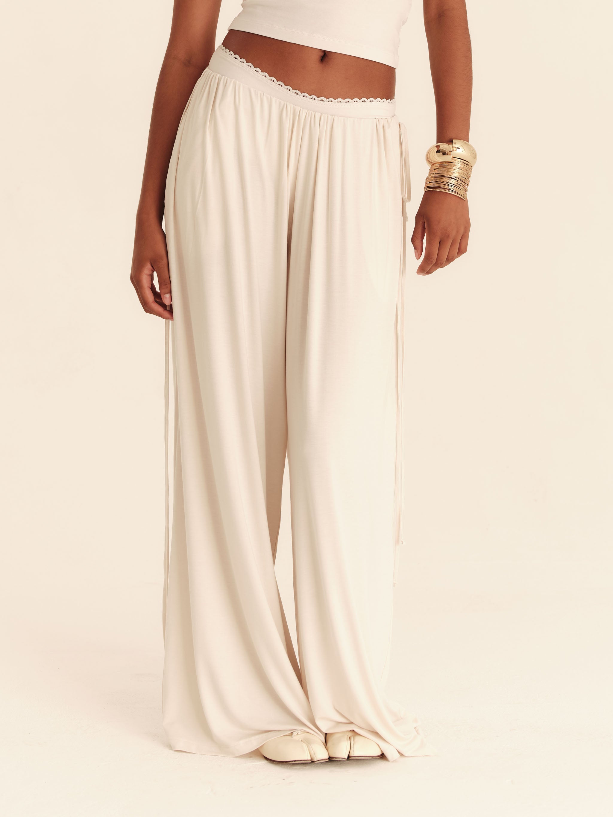 Babydoll Flare Pants - Pearl