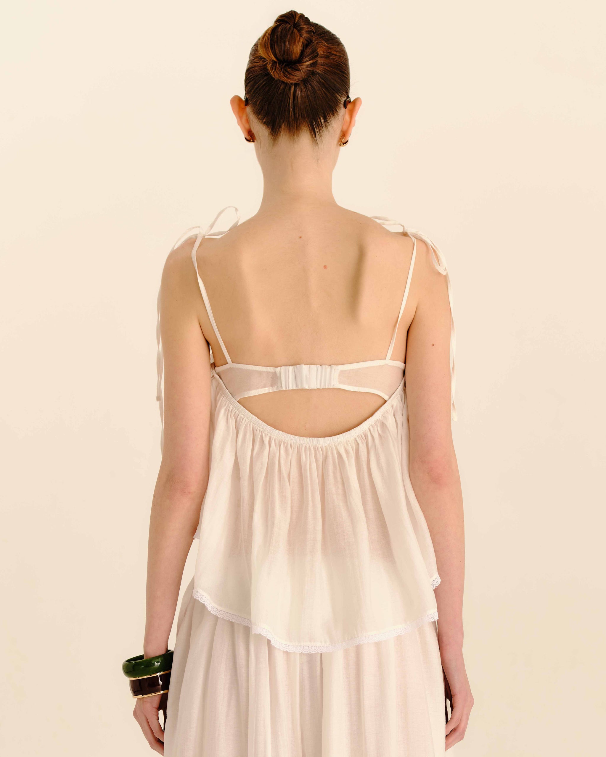 Bustier Frill Top Ivory Cream - half-length back view