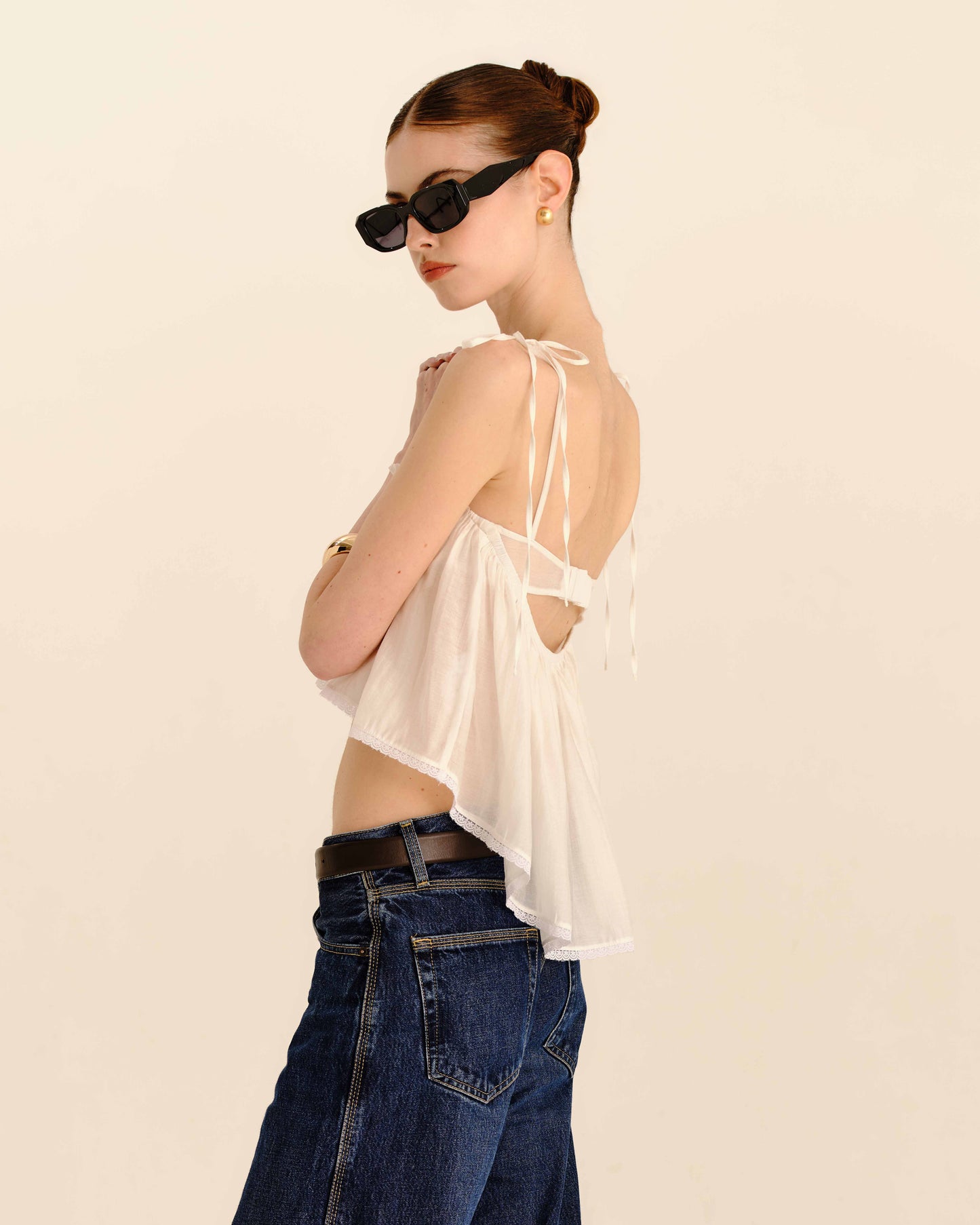 Bustier Frill Top Ivory Cream - side profile