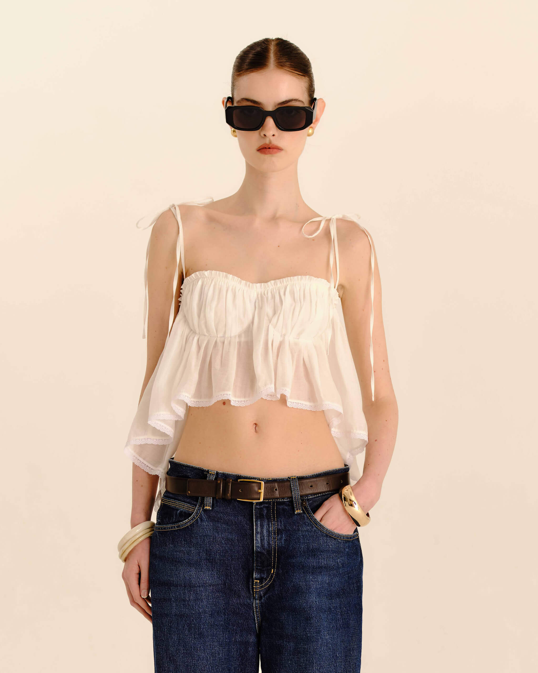 Bustier Frill Top - Ivory Cream – LENY