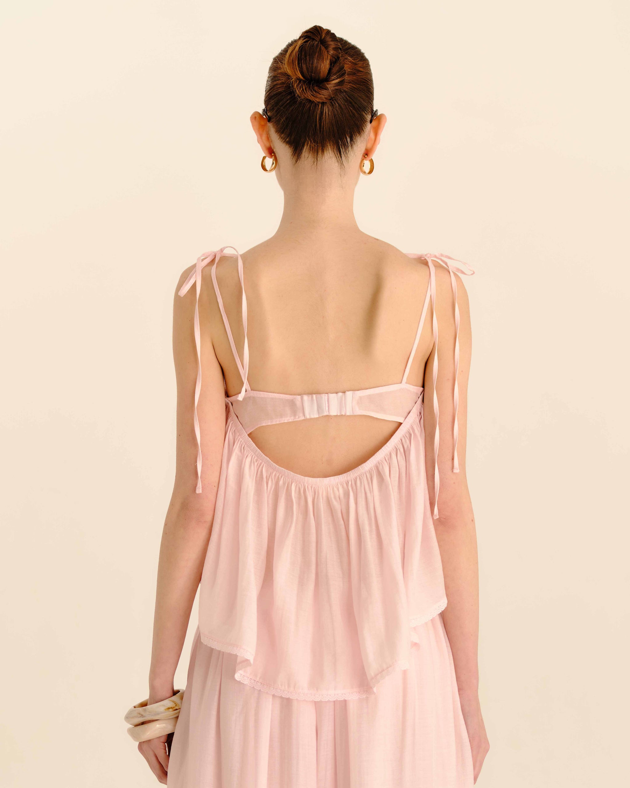 Bustier Frill Top Powder Pink - half-length back view
