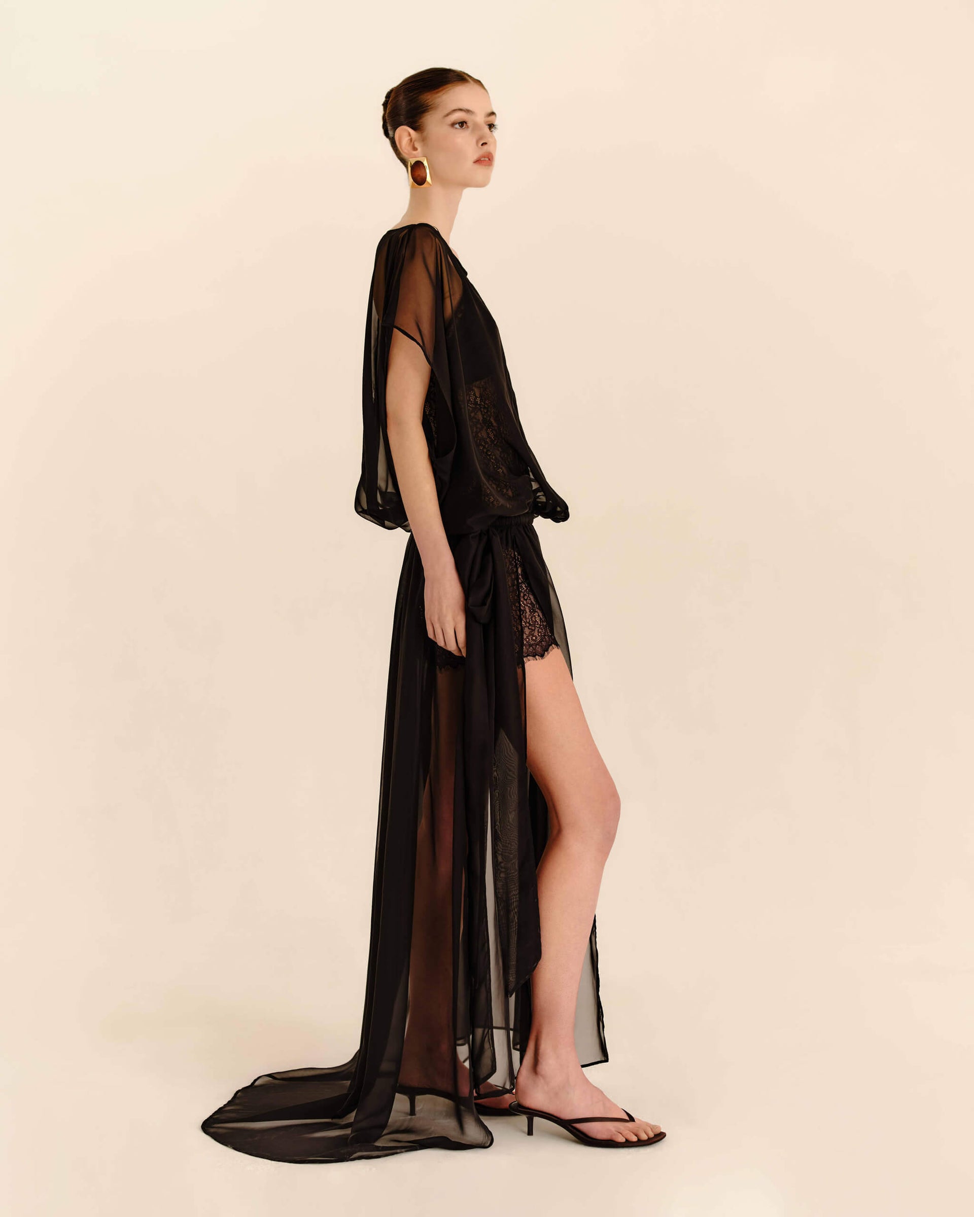 Celeste Sheer Maxi Dress - Jet Black