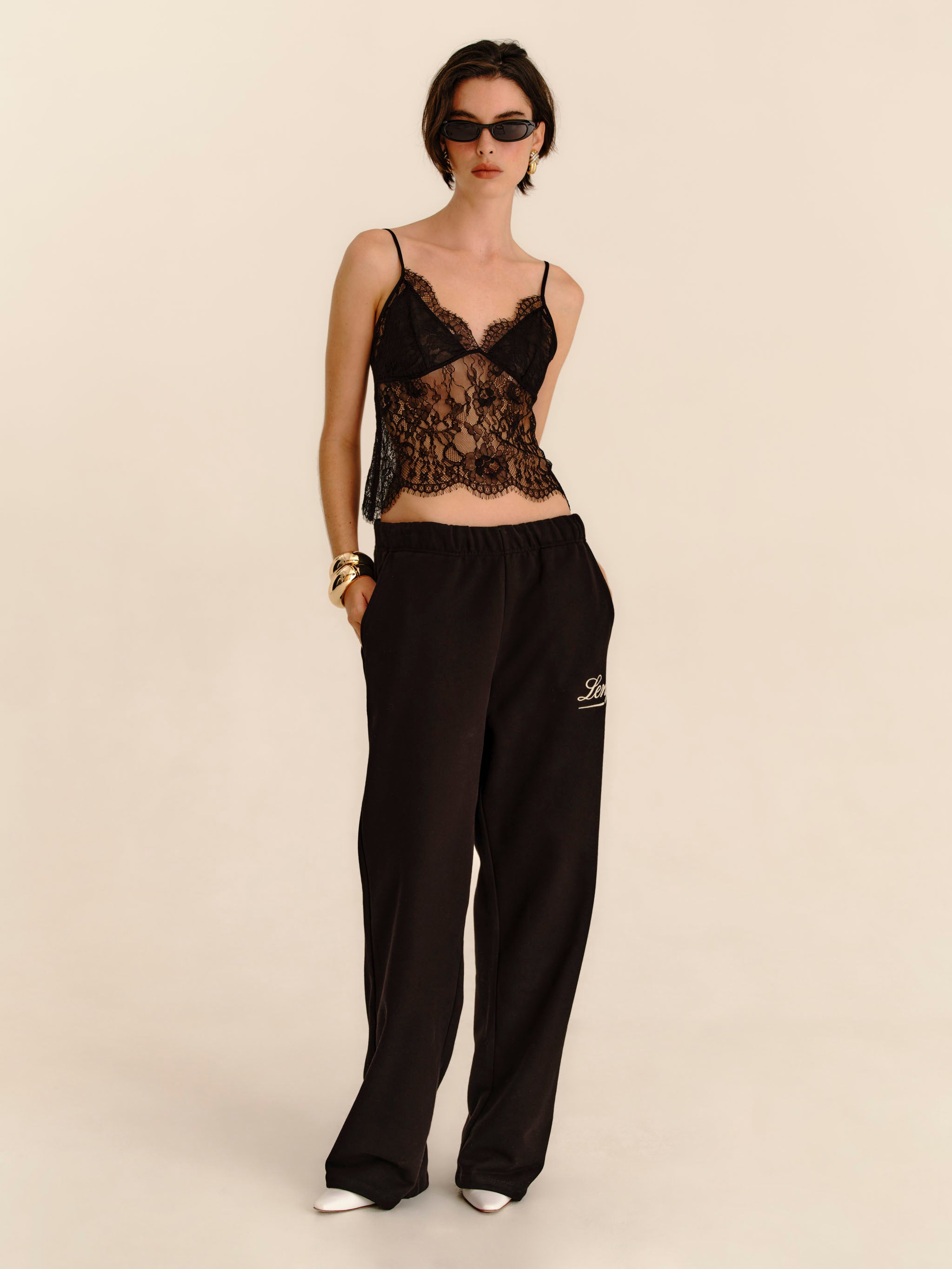 トップス ENOF ace camisole Eden Lace Camisole - Jet Black – LENY