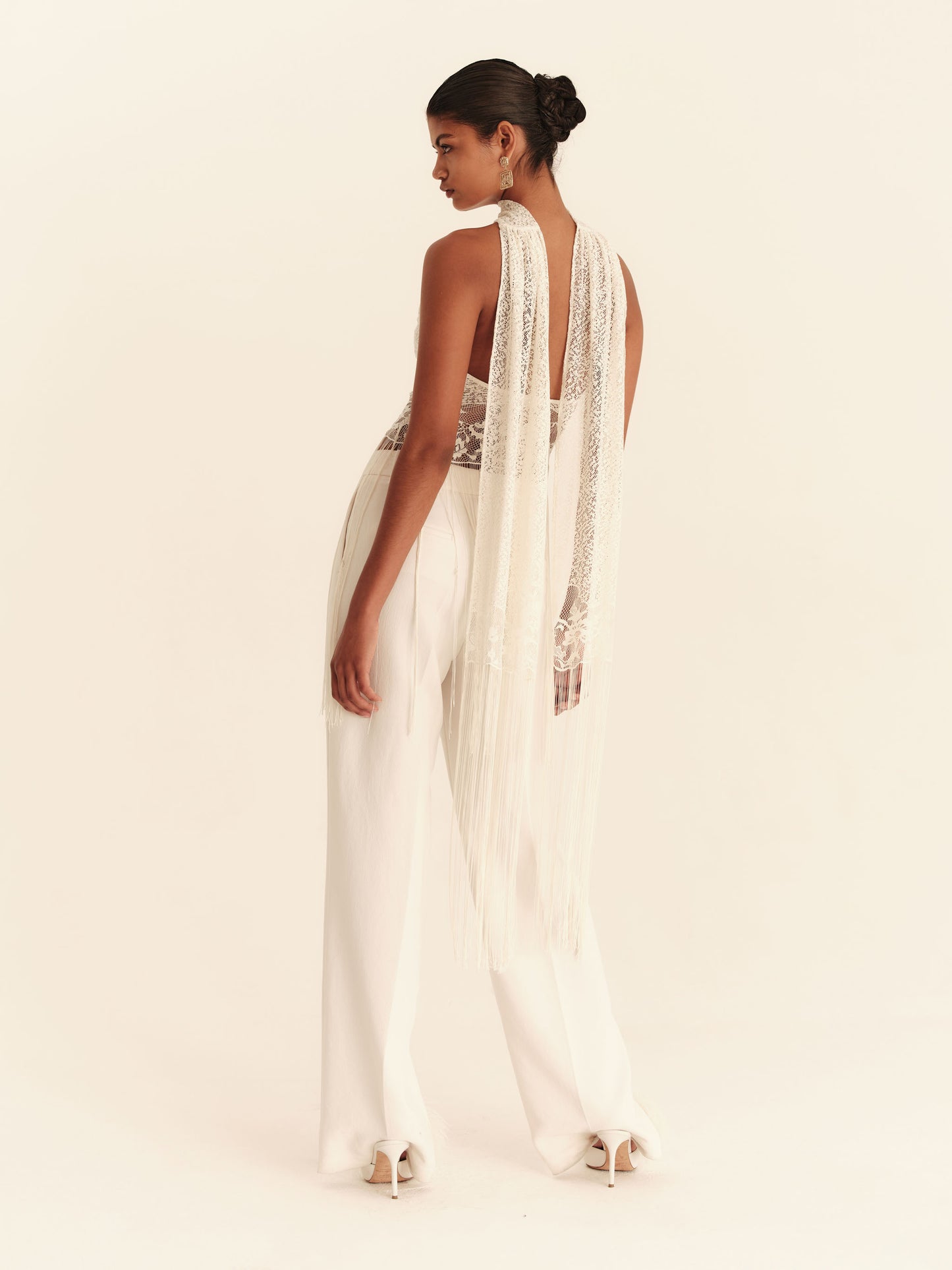 Elara Fringe Halter - Ivory