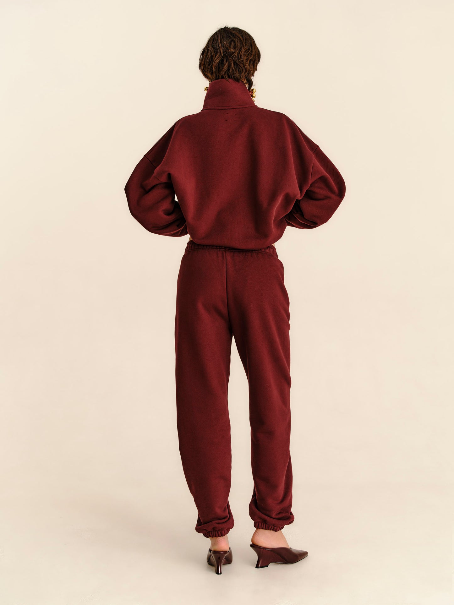 French Terry Funnel Neck - Burgundy