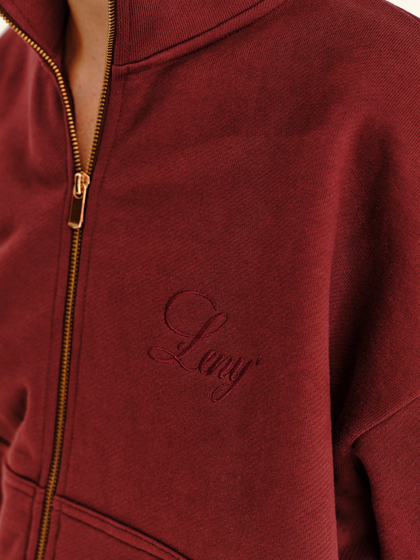 French Terry Funnel Neck - Burgundy