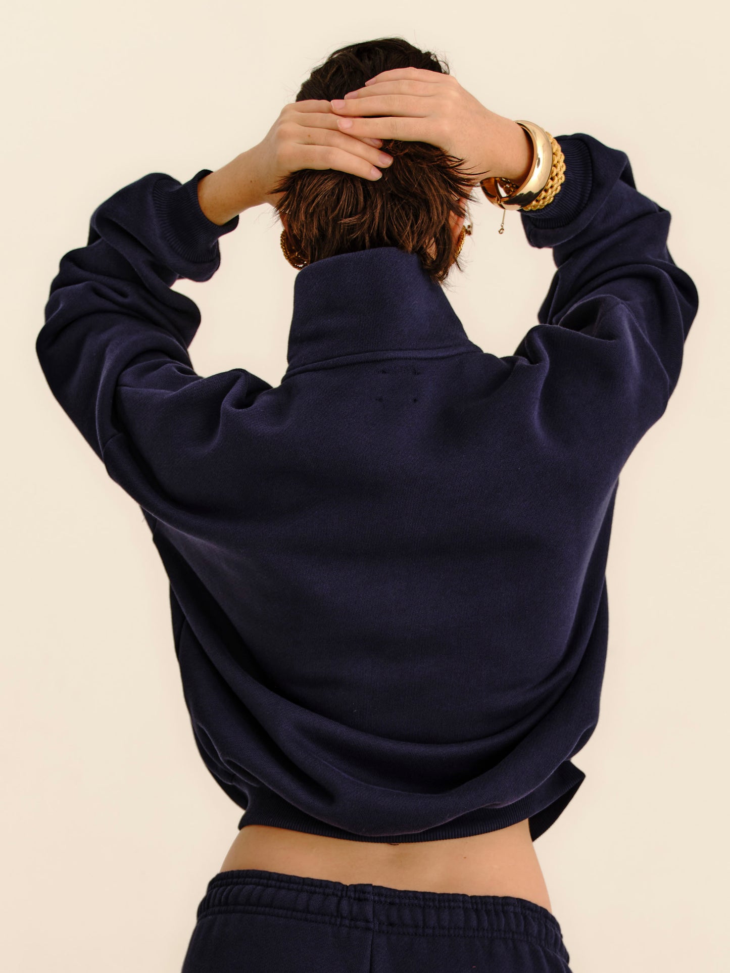 French Terry Funnel Neck - Midnight Blue