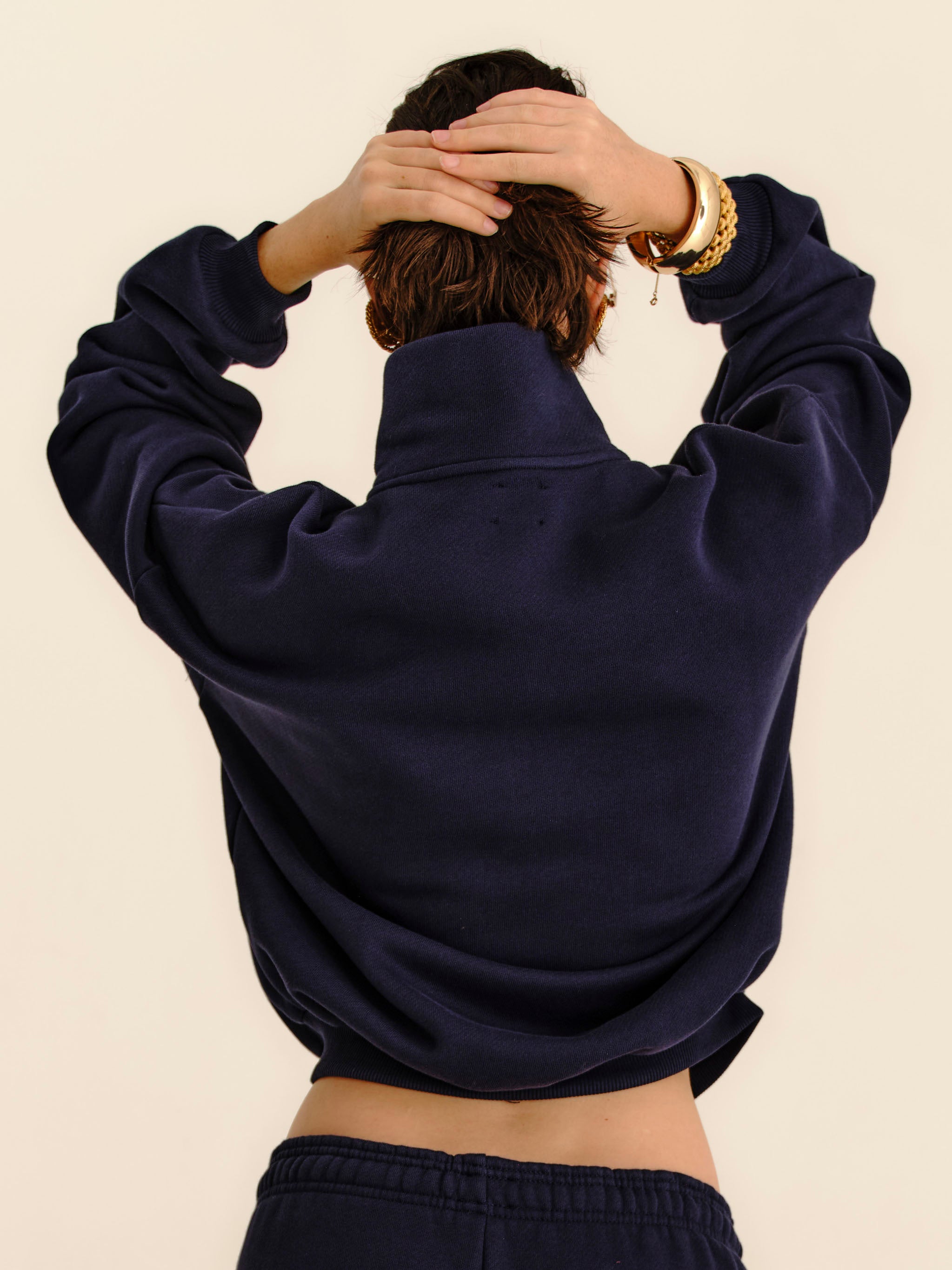 French Terry Funnel Neck - Midnight Blue