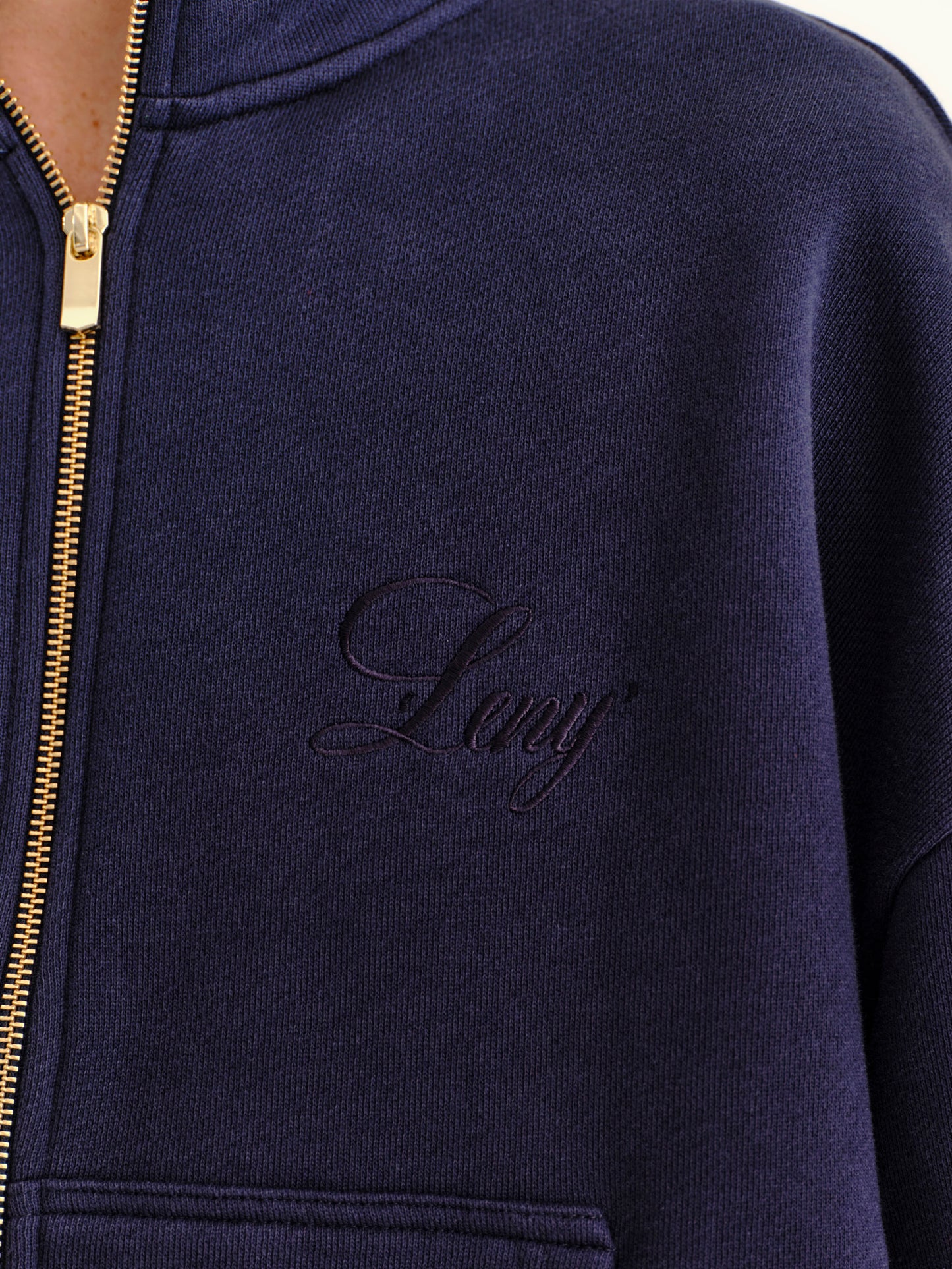 French Terry Funnel Neck - Midnight Blue