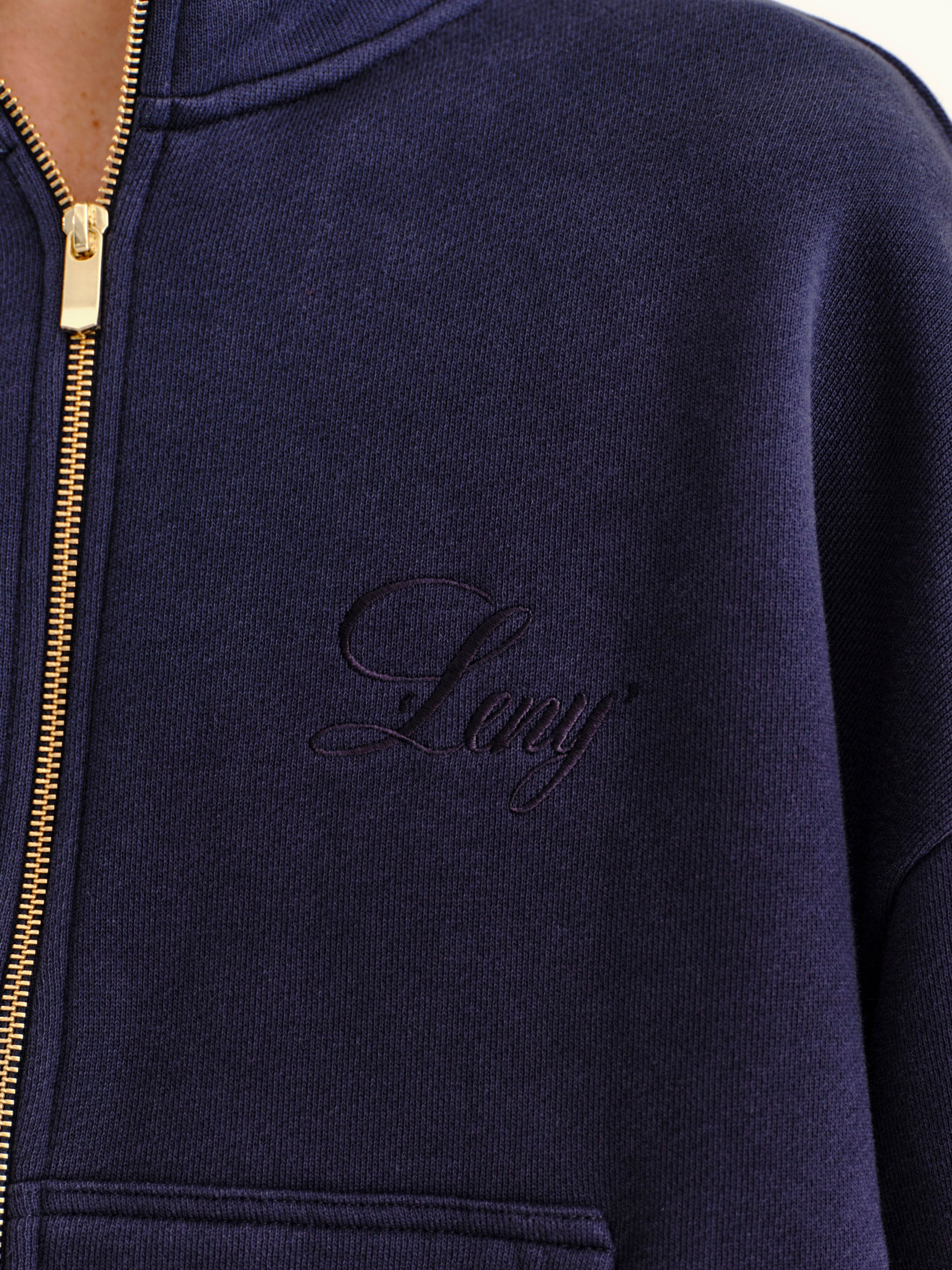 French Terry Funnel Neck - Midnight Blue
