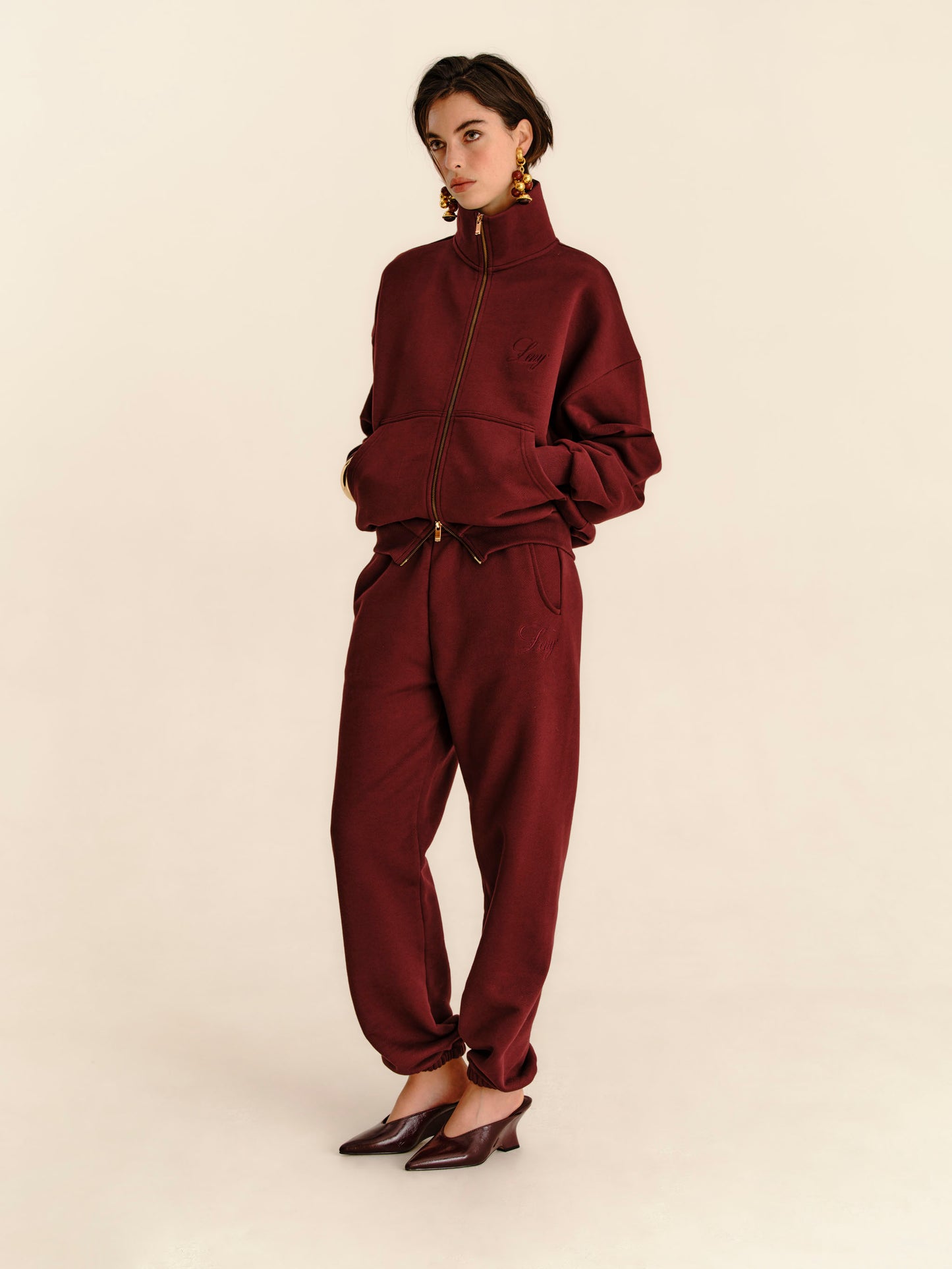 French Terry Sweatpants - Burgundy