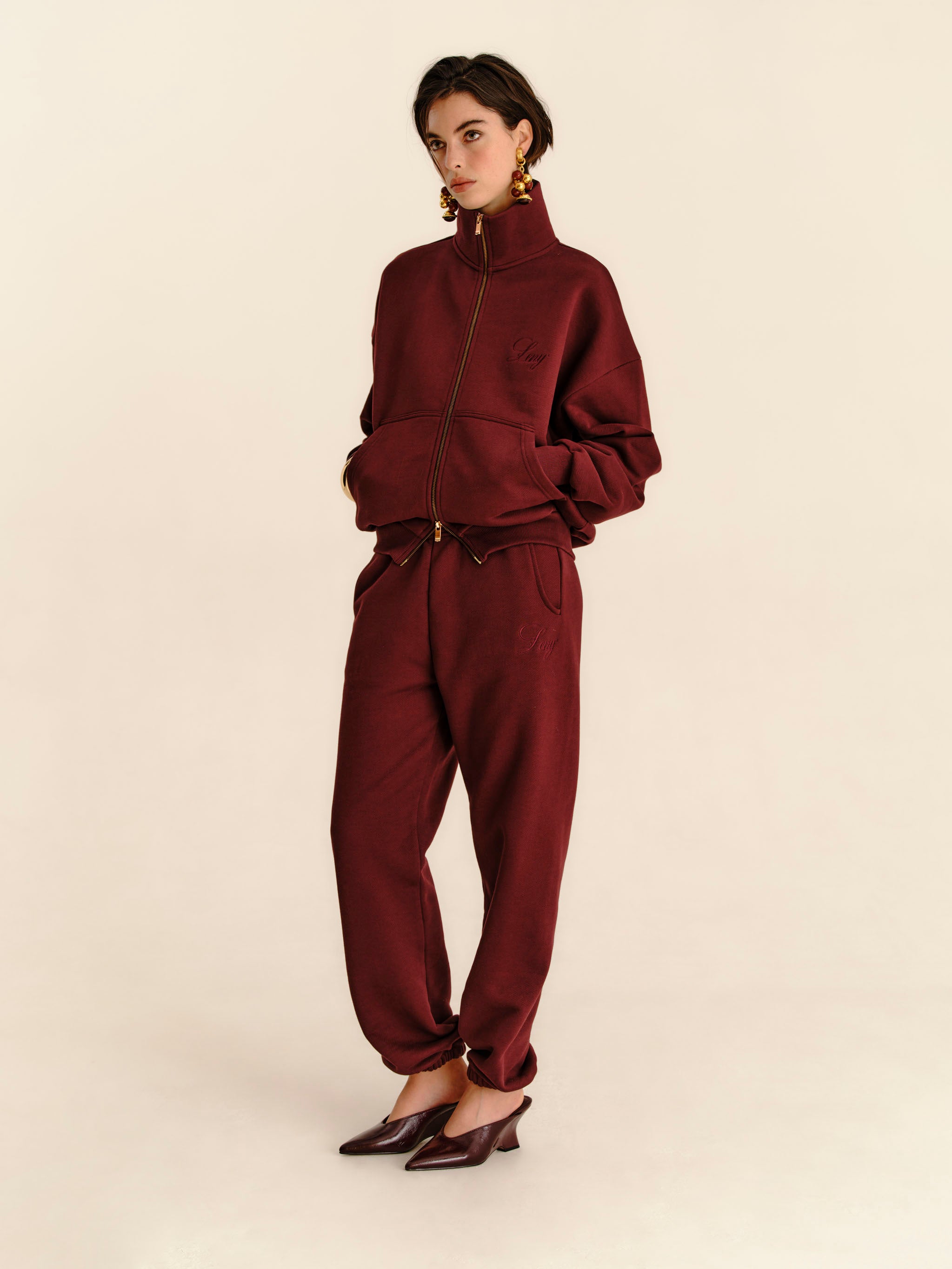 French Terry Sweatpants - Burgundy