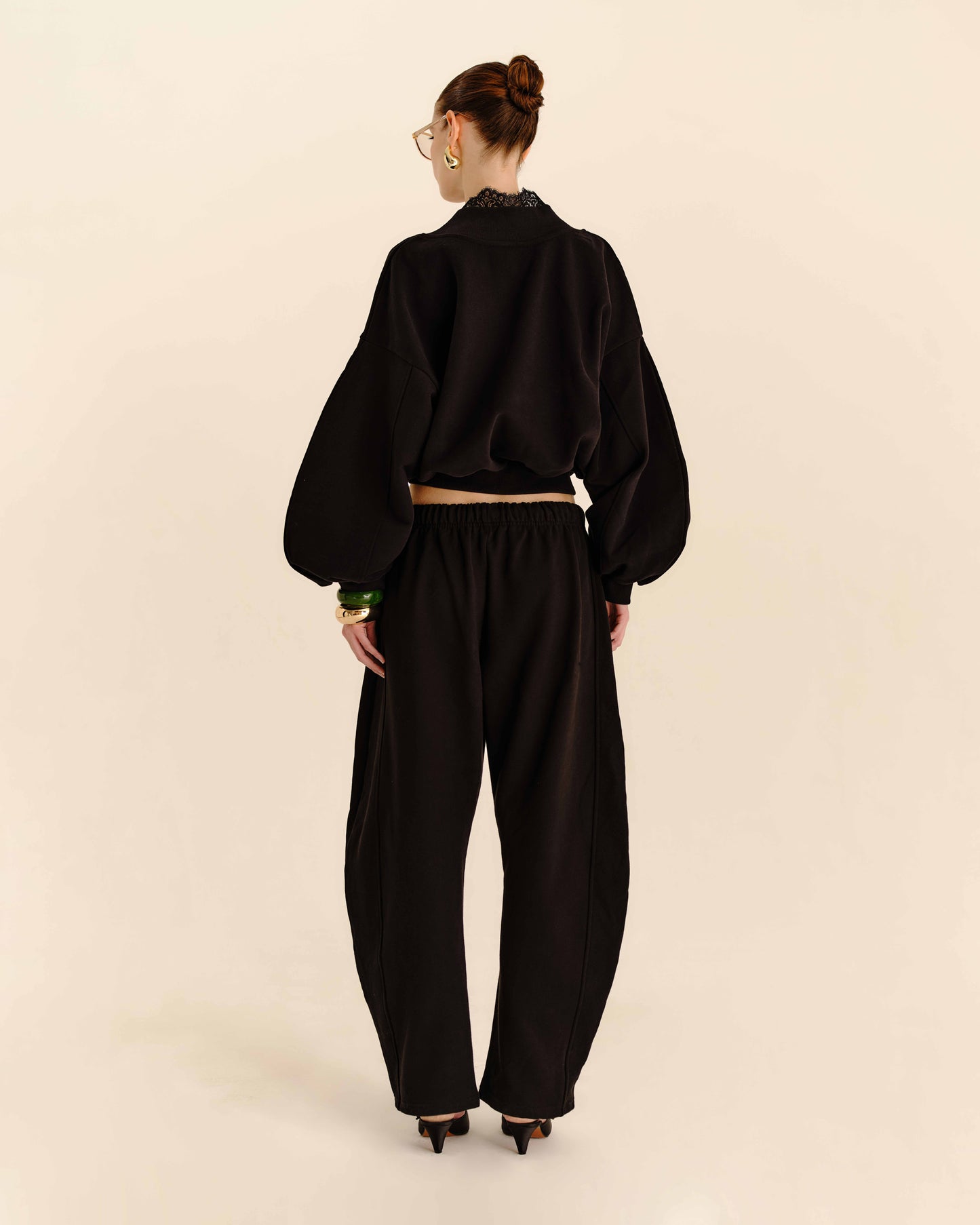 Horseshoe Sweatpants Jet Black - full-length back view