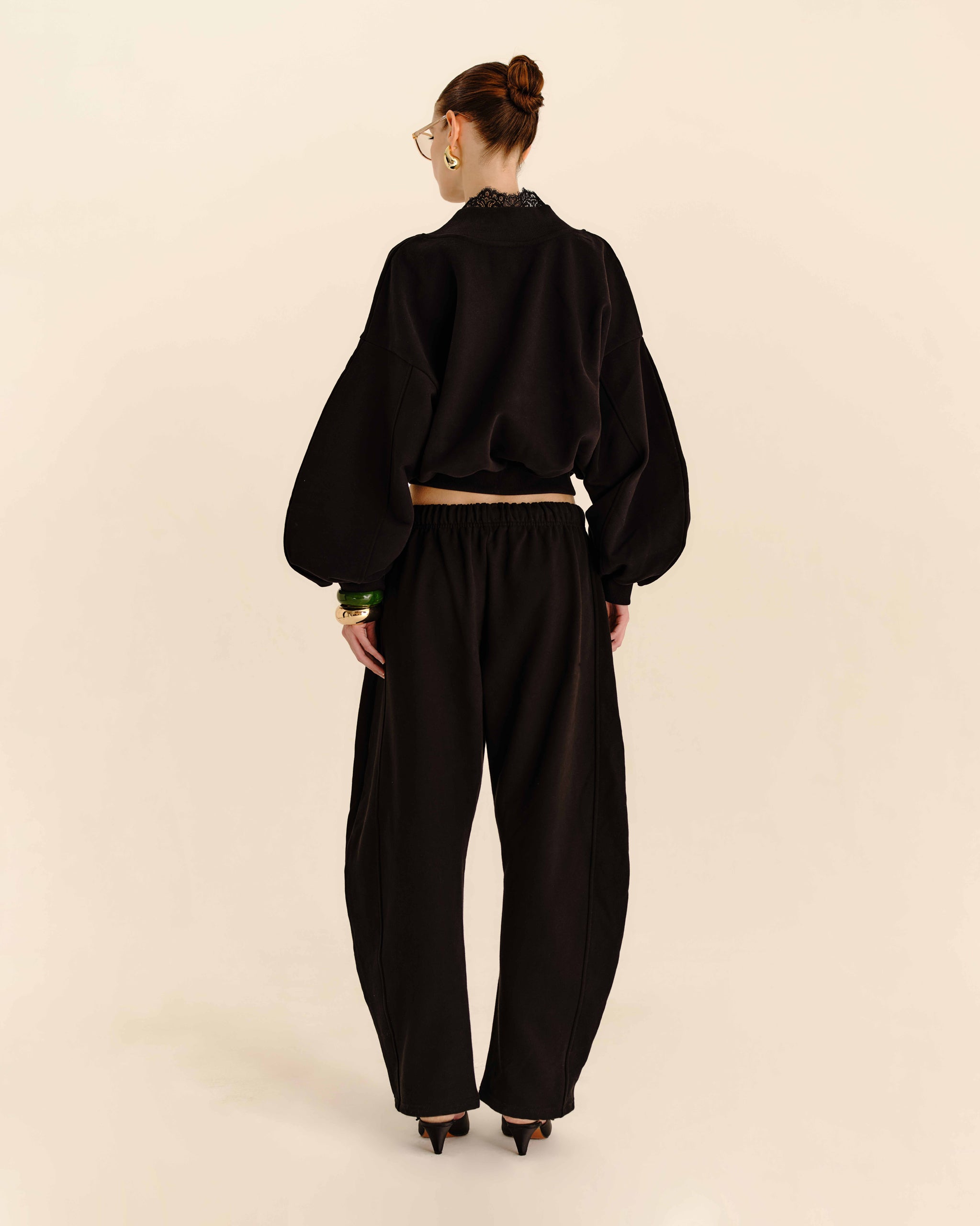 Horseshoe Sweatpants Jet Black - full-length back view