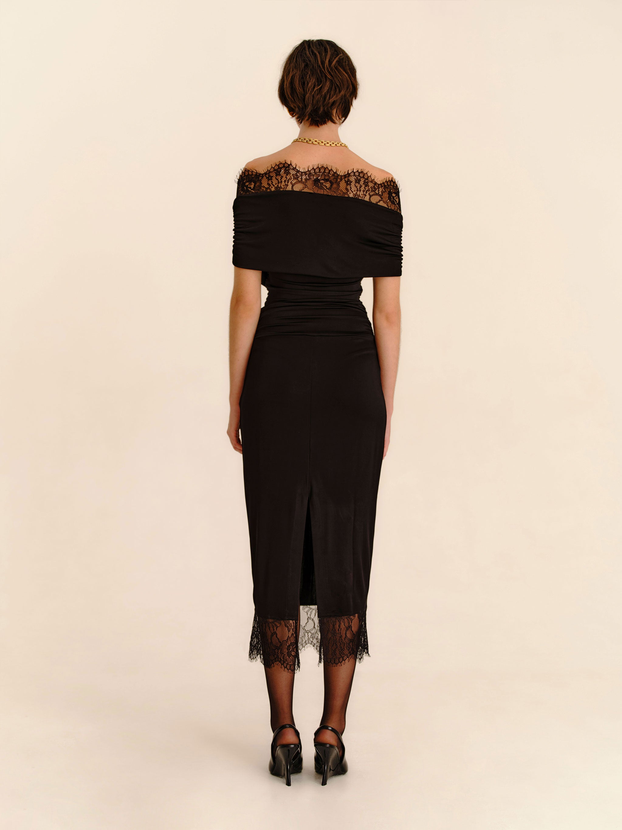 Iris Lace Trim Skirt - Jet Black