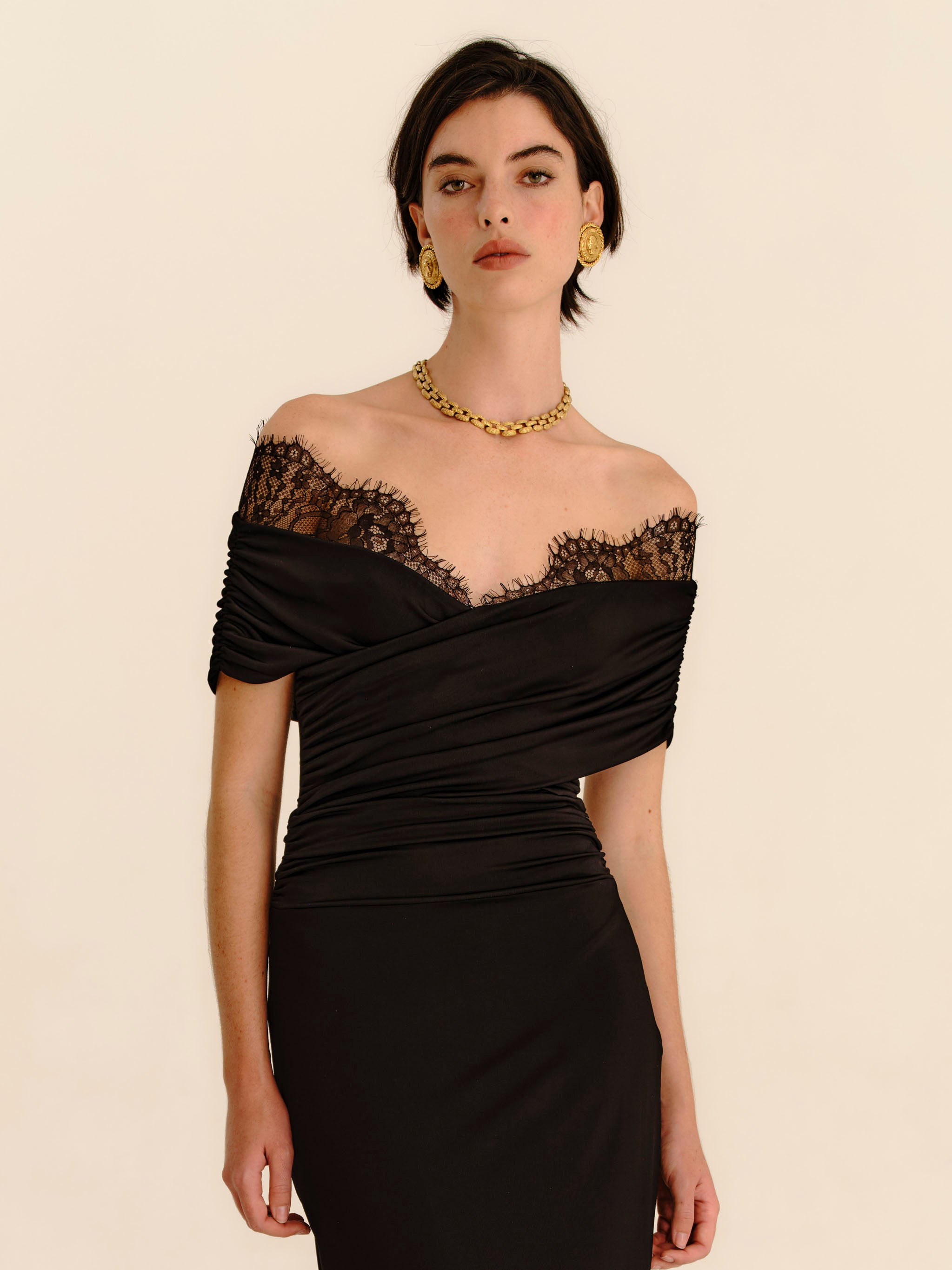 Iris Lace Trim Skirt - Jet Black