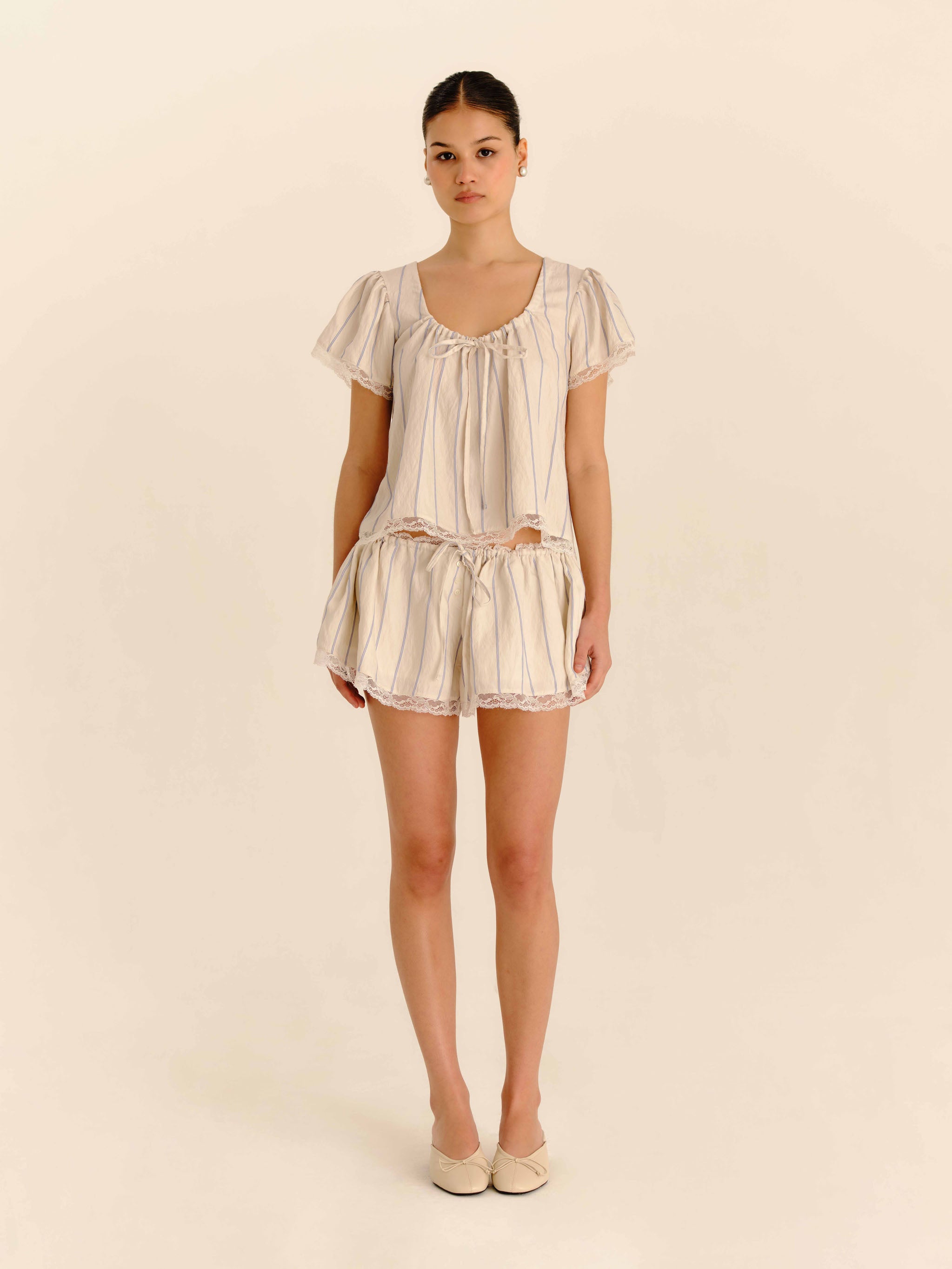 Nunu Blouse French Stripe - full-length front view