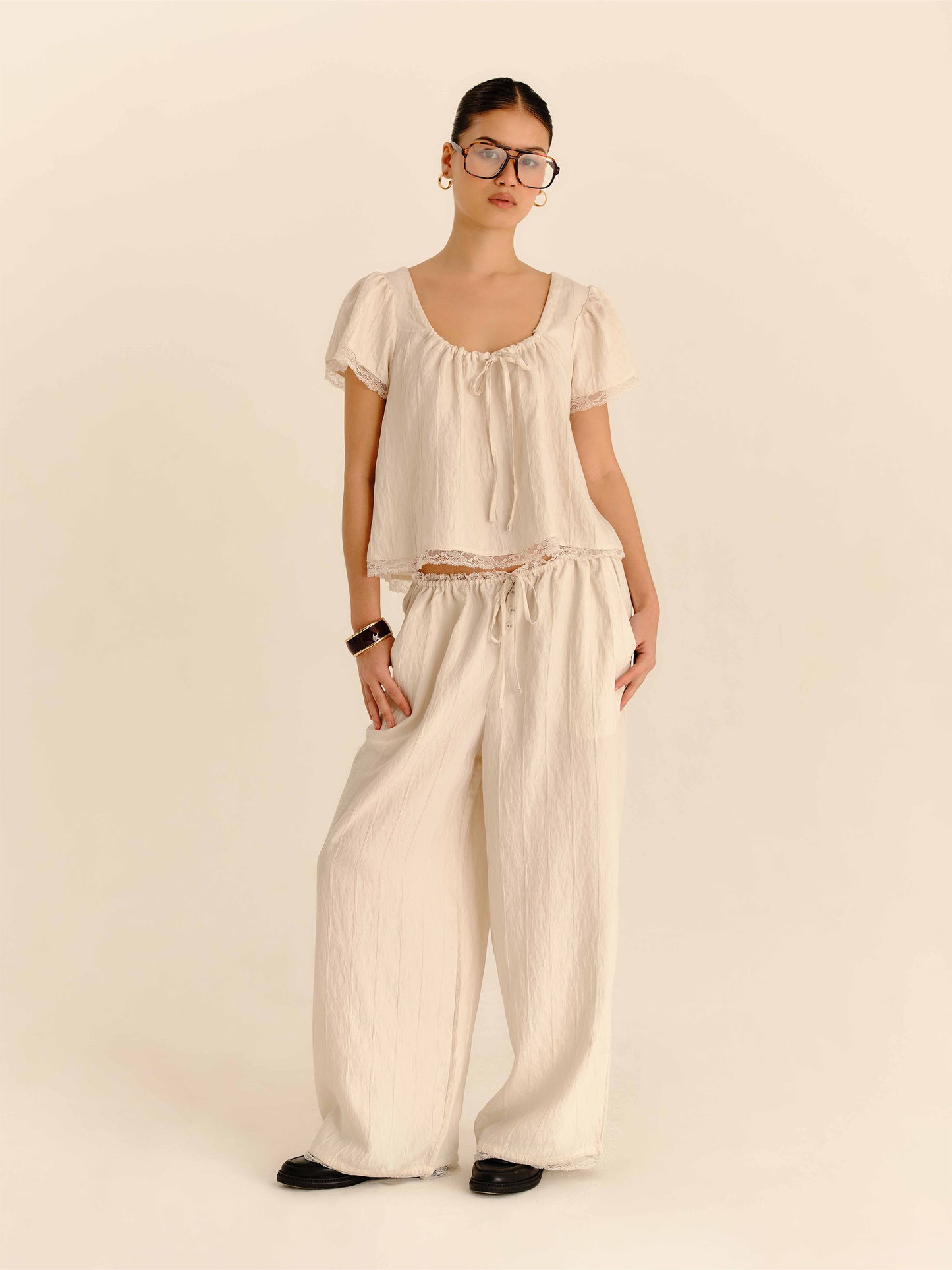 Nunu PJ Pants Pearl - full-length front view