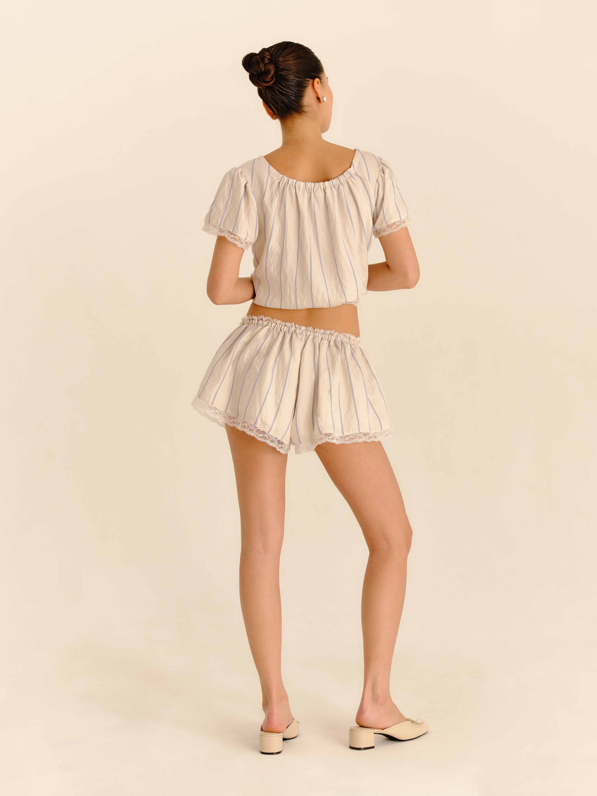 Nunu Shorts French Stripe - full-length back view