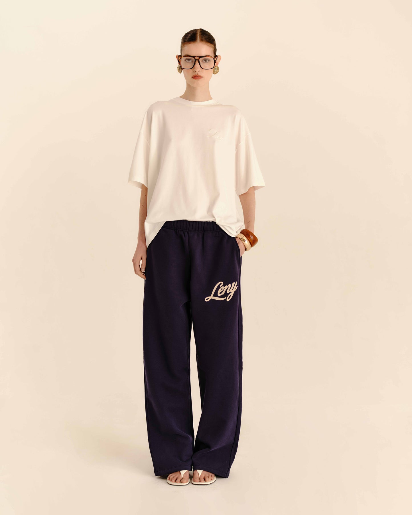 Oversized T-shirt Ivory Cream - full-length styled view