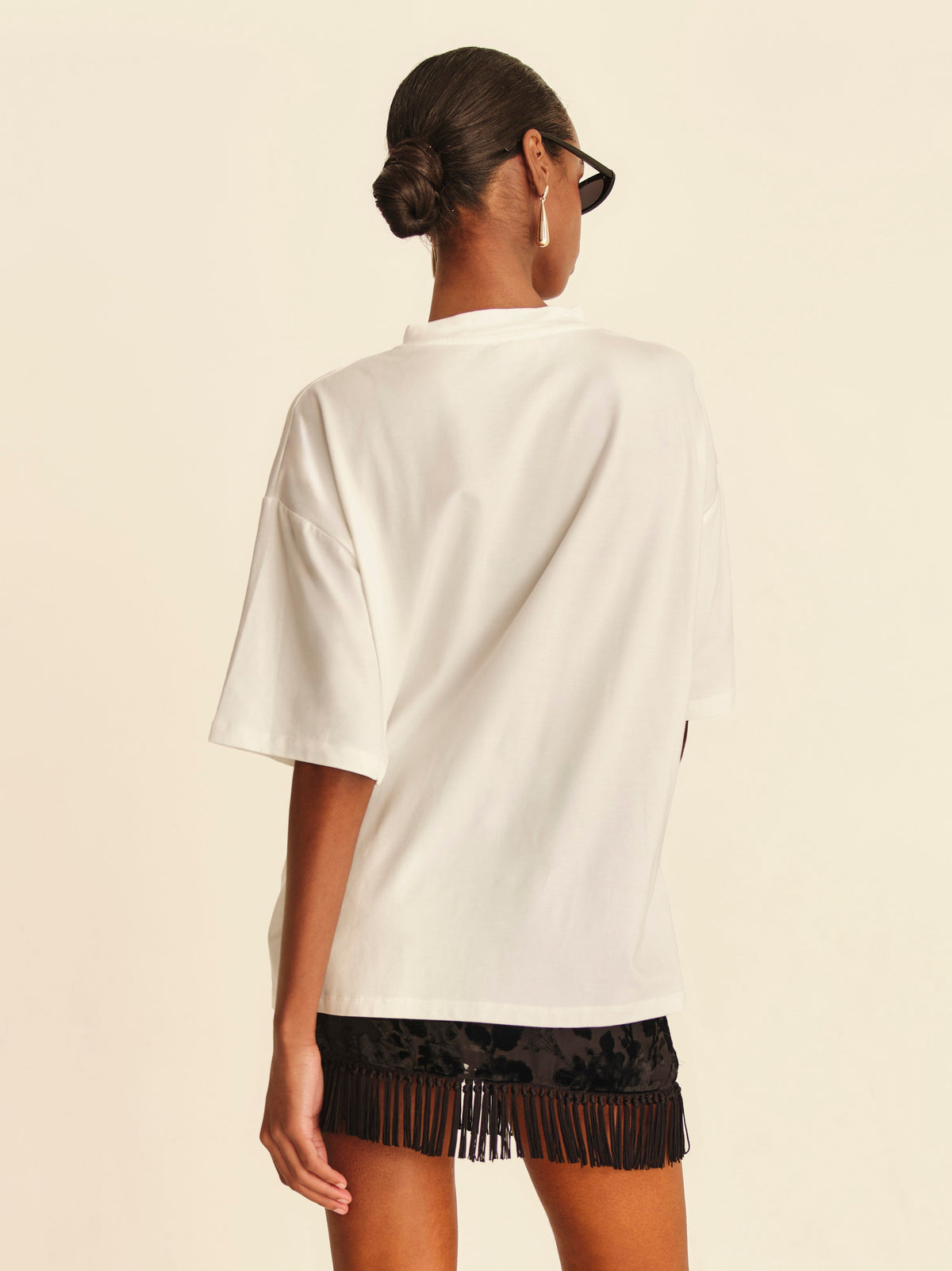 Oversized T-shirt Ivory Cream - half-length back view
