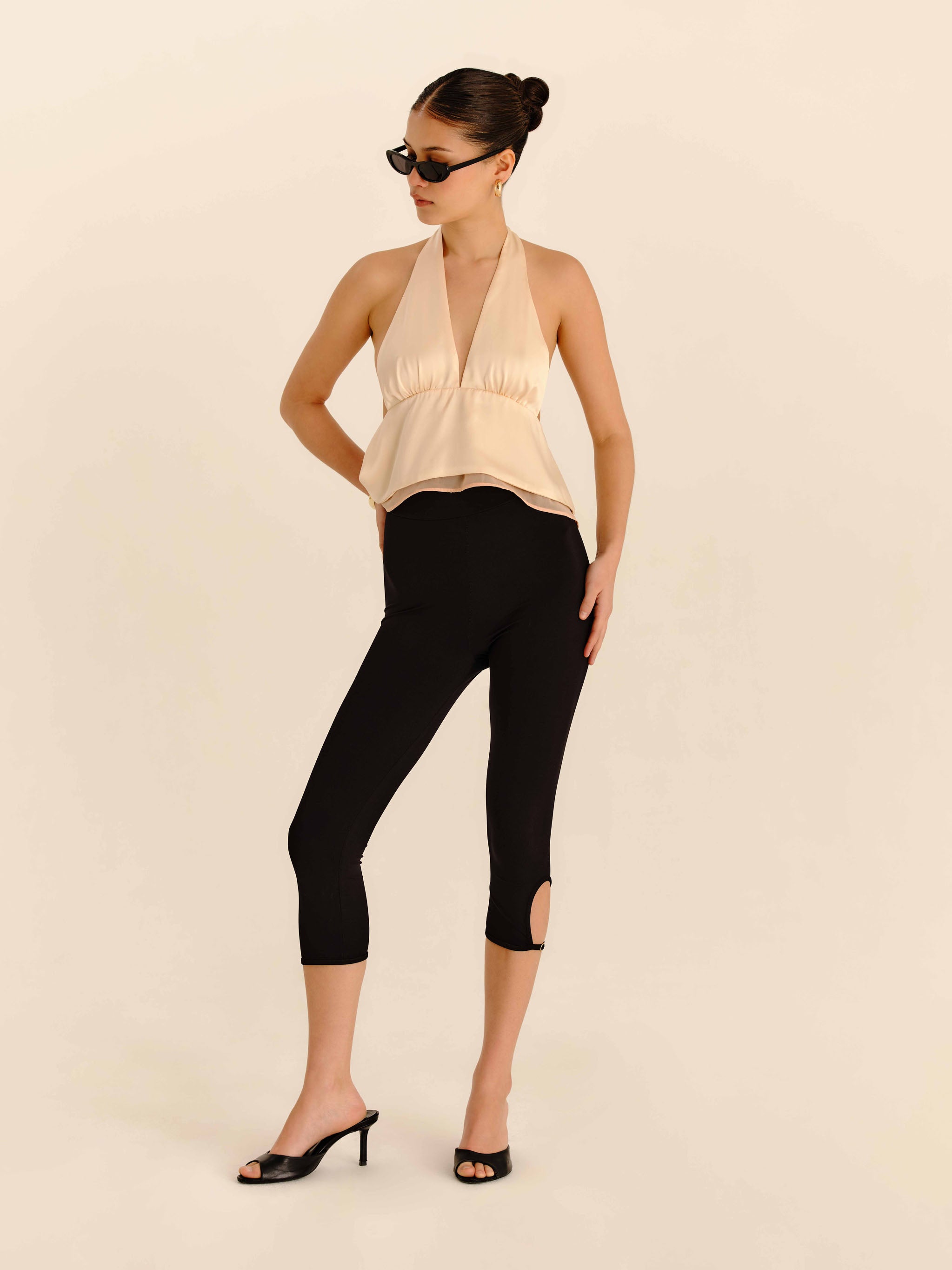 Romance Silk Blouse Champagne - full-length styled view