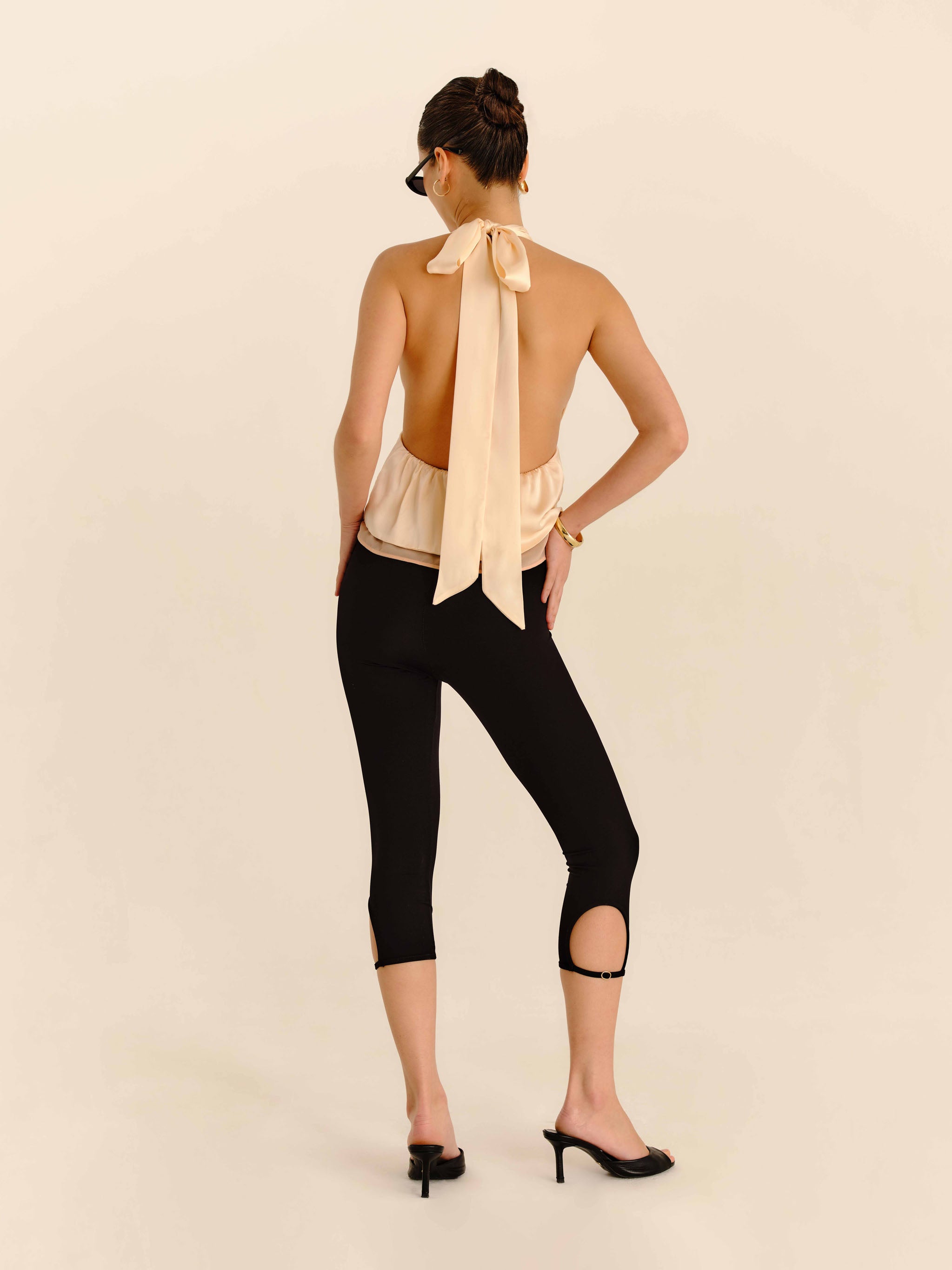 Romance Silk Blouse Champagne - elevated evening look